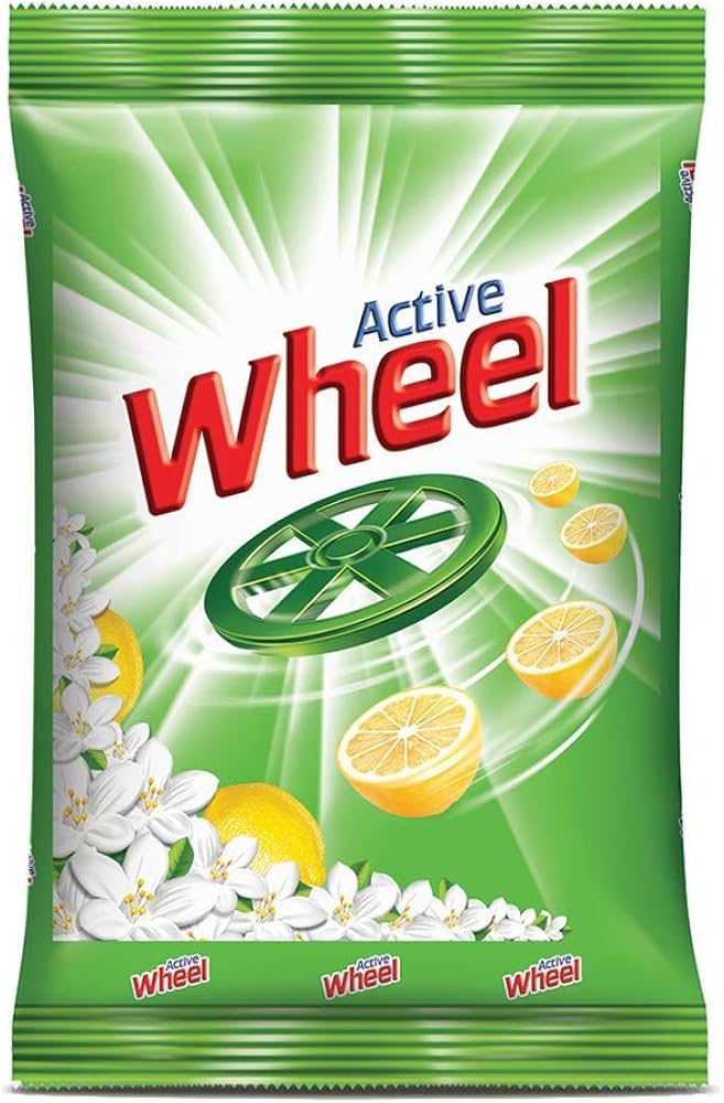 Active Wheel 2 in 1 Clean & Fresh Green Jasmine & Lemon Detergent Powder - (Pack of 1 100 gm 25 gm Extra) - Pouch
